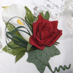 Real Touch Calla Lily & Red Rose  Buttonhole
