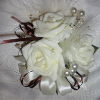 Ivory Rose Prom Corsage with choice of colour ribbon