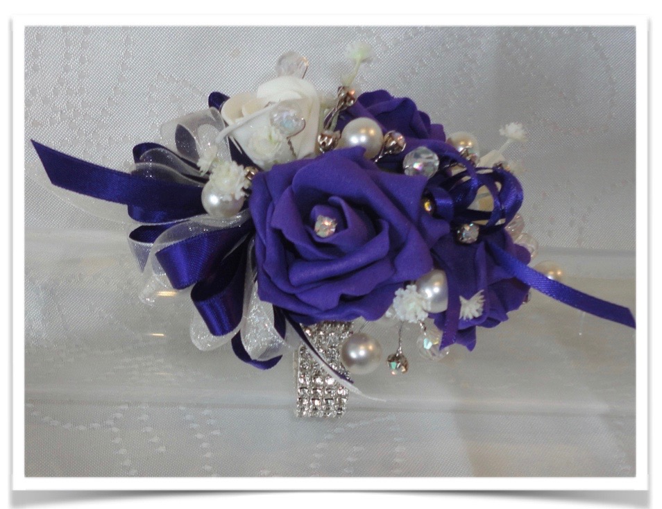 purple wrist corsage for prom